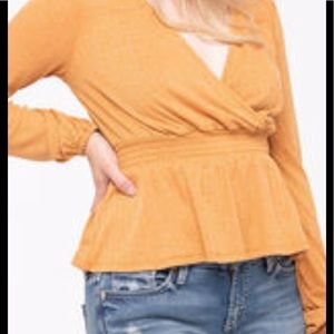 Cross Front Peplum Hem Top